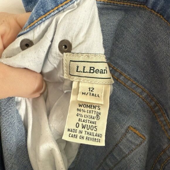 LL Bean Jeans Women's 12 Tall Blue Button Zip High Rise Mom Jean Cotton Blend - Picture 6 of 11